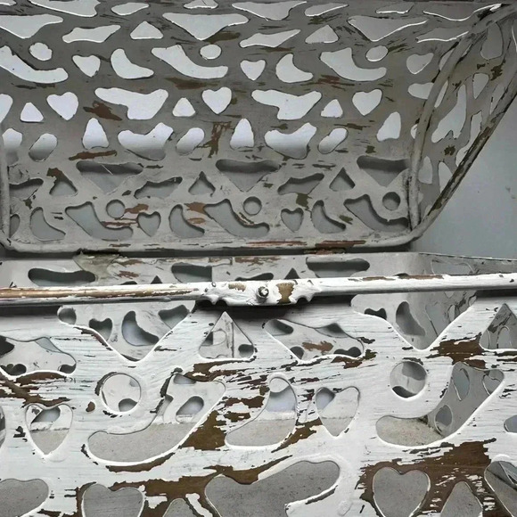 Metal Decorative Chipped Paint Design Chest Container - Picture 6 of 7